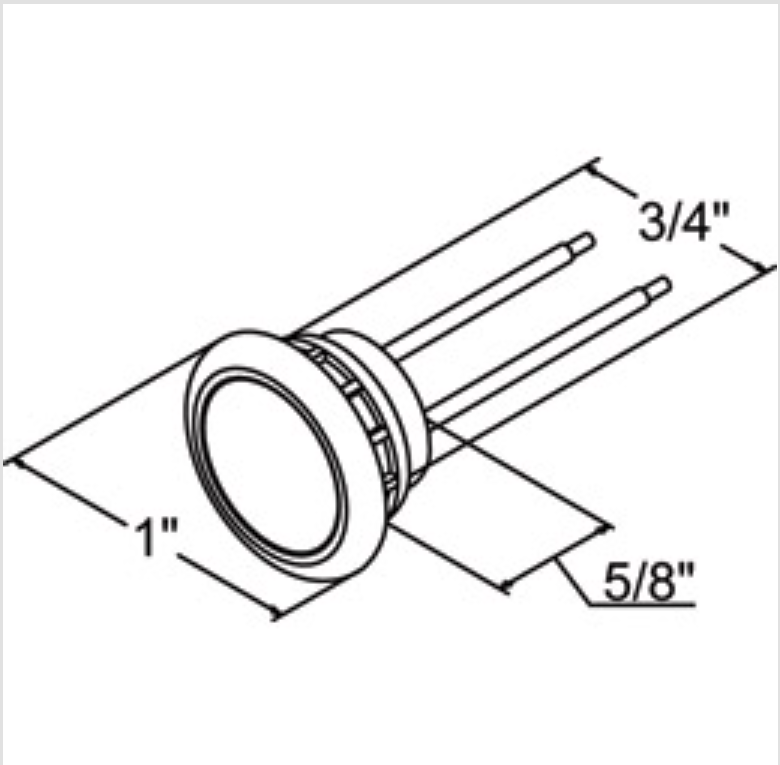 3/4" Red Round Mini Sealed Light with Grommet and Wiring