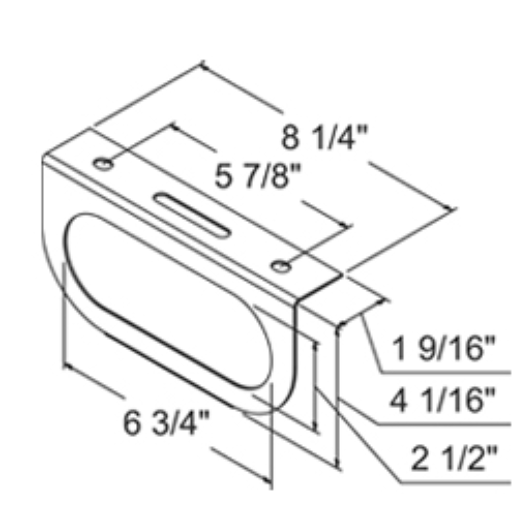 6" Oval Black Coated Steel Bracket