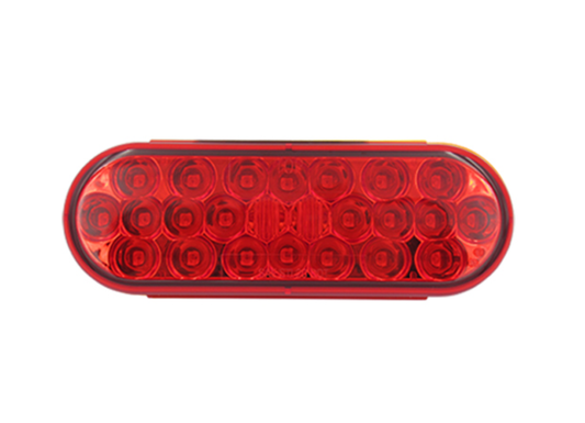 6" Red Oval Sealed Stop, Turn and Tail Light - 24 LED